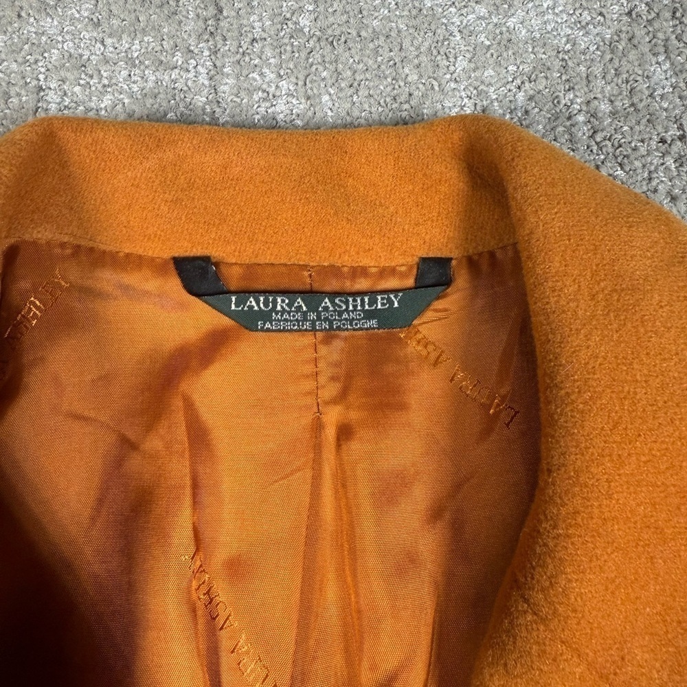 Laura Ashley Made in Poland Orange Wool Blend Long Blazer Jacket Womens 6 - Picture 2 of 8